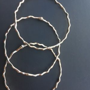 BCBG Sterling Silver Water Droplet Wave Bangles